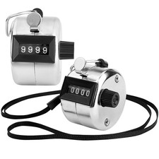 Tcipreay 2 Pack Hand Tally Clicker Counter   4 Digit Metal Mechanical silver