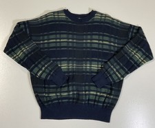 Vintage Nautica Ribbed Plaid Sweater Sz M Skater Grunge Preppy 90s