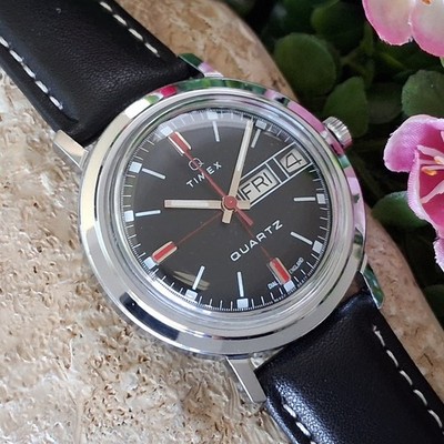 Serviced 1977 Timex Q Quartz Electric Men's Vintage Day Date Watch Custom Build