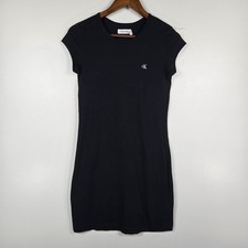 Calvin Klein Womens Small Black Archive Logo Baby T Shirt Dress New