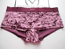 VICTORIA'S SECRET PINK Velvet Boyshort Panty L LARGE Maroon VS Elastic Band NWT