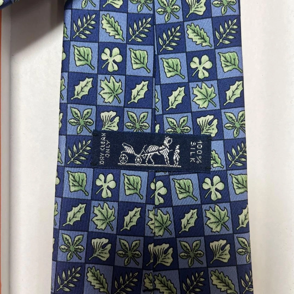 HERMES шеи галстук темно-зеленый растение 100% шелк сделано во Франции неиспользованный новом подарок - Изображение 4 из 4