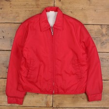 Vintage Bomber Jacket L Mens 80s Red Nylon Lined Workwear Casual