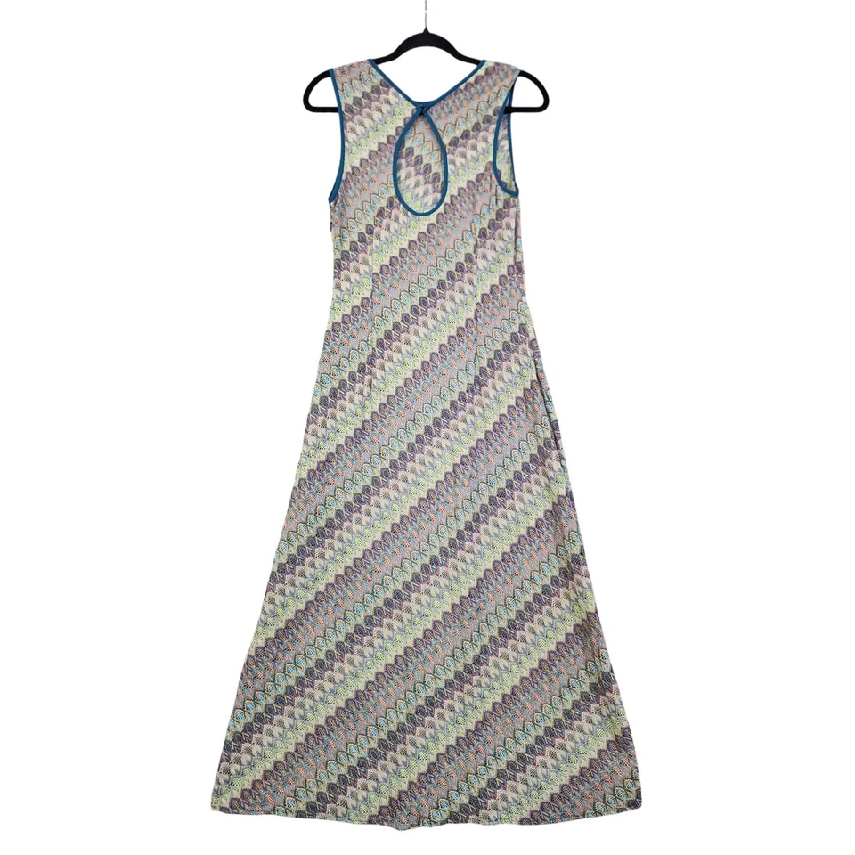 Maxi Vestido Donna Morgan Para Mujer Sin Mangas Crochet Talla 10 Arco Iris Tejido Abierto Foto 4 de 4