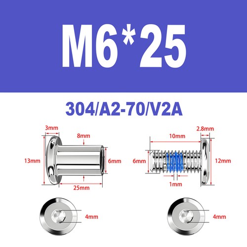 Möbelschrauben A2 V2A Hülsenschrauben M2-M6 Verbindungsschraube Möbelverbinder - Bild 104 von 122