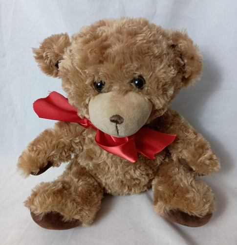 FOCO Oso de Peluche Sentado Marrón 8" Peluche Juguete Cinta Roja