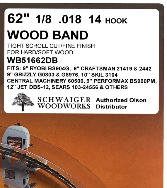 Olson Band Saw Blade 62" inch x 1/8", 14TPI Ryobi BS904G, Skil 3104