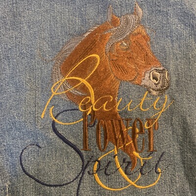 Wrangler Blues BEAUTY POWER SPIRIT HORSE Denim No sleeve womens Small snap butto