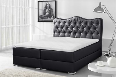 Boxspringbett Schlafzimmerbett SULTAN Kunstleder Schwarz 160x200cm