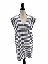 Madewell Womens Striped Vacances Dress Blue Large Knee Length Dolman Sleeves