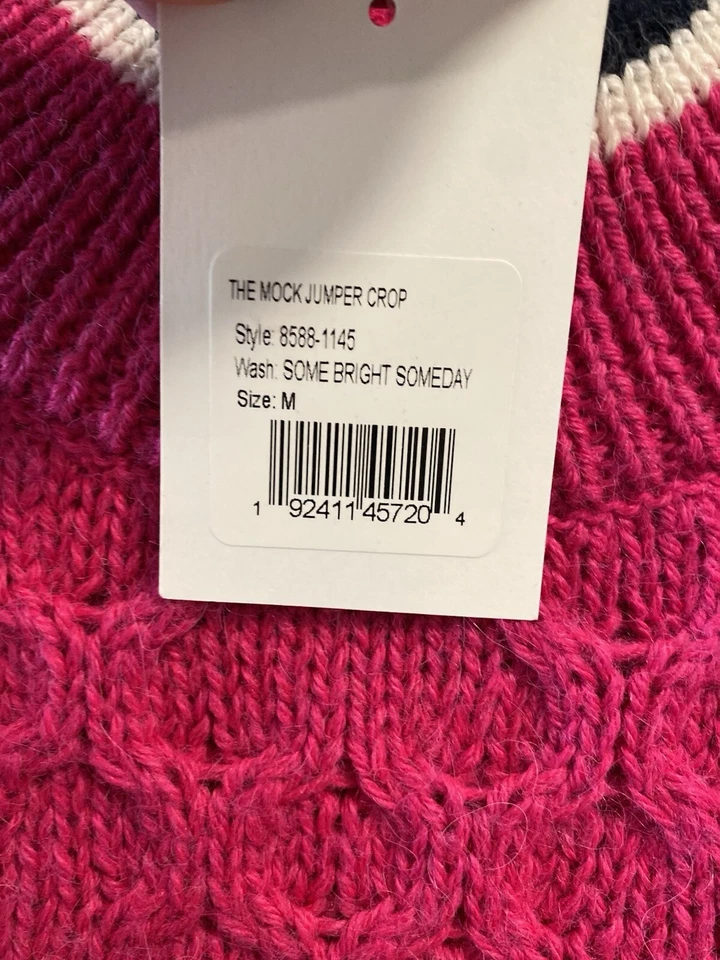 Suéter de malha Mother Mock Jumper crop robusto tamanho M rosa quente MSRP $325 novo em folha - Imagem 4 de 4