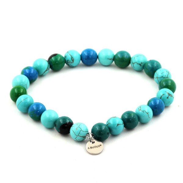 Armband Perlen Chrysokoll + TüRkis 8 Mm. Hergestellt In Frankreich.-image