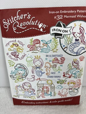 Stitcher's Revolution Iron-On Embroidery Pattern #32 Mermaid Wishes  New in Pkg