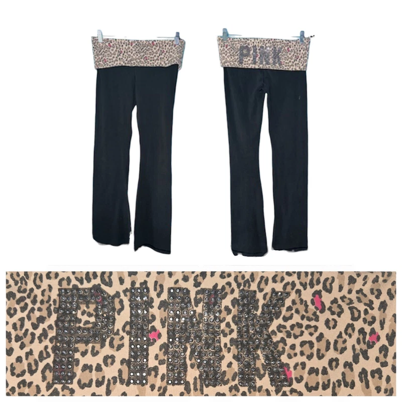 victoria-secret-vs vintage foldover flare leopard pants