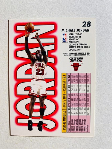 1993-94 Fleer #28 Michael Jordan NM-MT NBA Basketball Karte - Bild 2 von 2