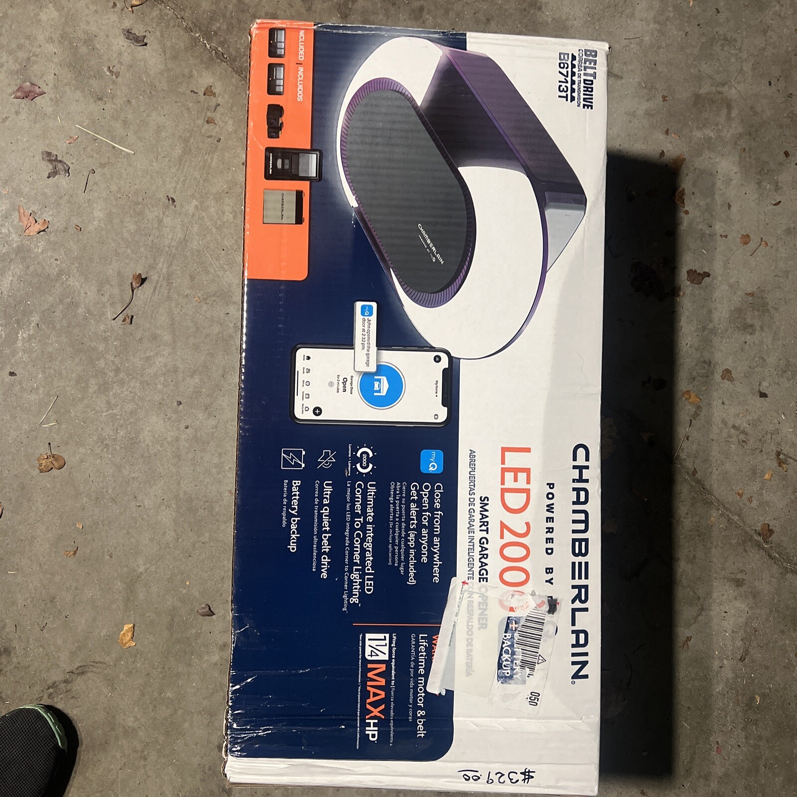Chamberlain B6713T 11/4 HP LED Smart Belt Drive Garage Door