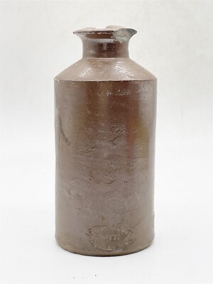 ANTIQUE SALT GLAZED LOVATS INK OR CHEMIST OLD STONEWARE POT BOTTLE WITH POURING 