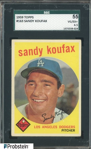 1959 Topps #163 Sandy Koufax Los Angeles Dodgers HOF SGC 55 VG-EX+ 4.5