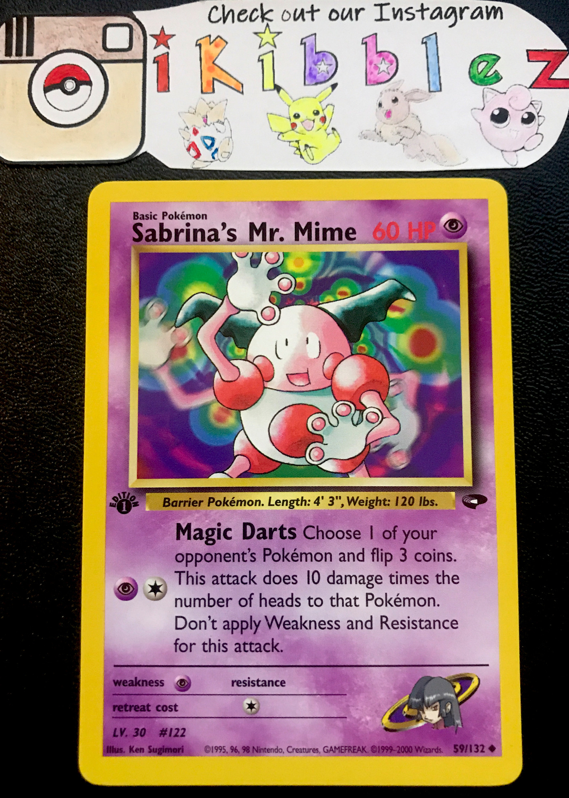 Sabrina's Mr Mime 59/132 NM 1st Edition Gym Challenge Pokemon. Free Tracking!