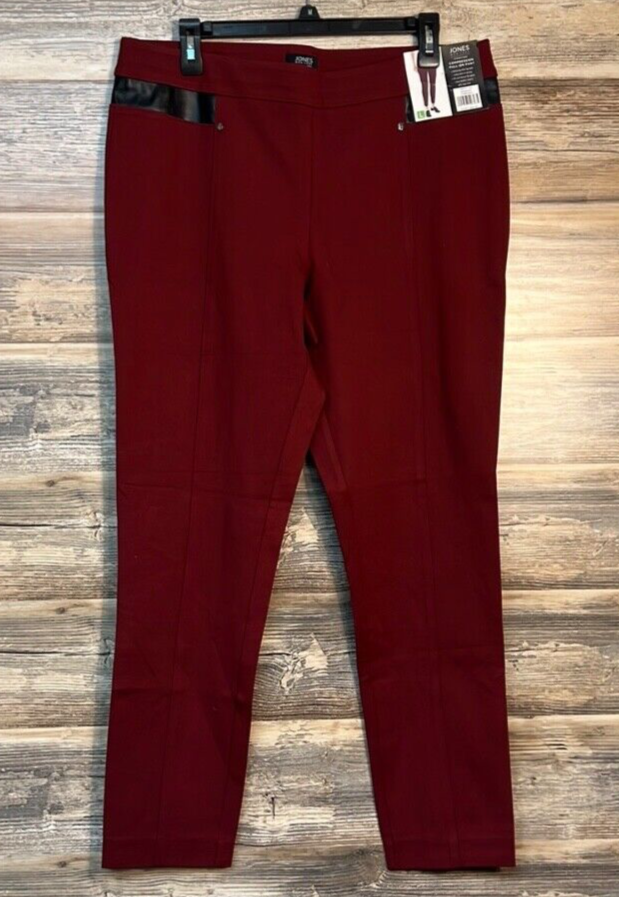 Jones New York Compression Pull on Pants Red & Black Size Large NWT
