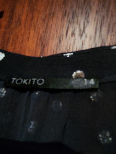 Tokito Dress Navy With Silver Polka Dots Size 14 - Picture 8 of 9