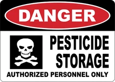 OSHA DANGER: PESTICIDE STORAGE| Laminated Vinyl Decal Sticker Label
