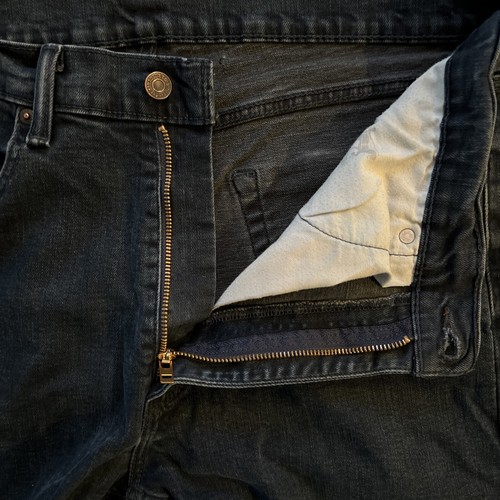 Levis 505 Mens 36x30 Blue Dark Wash Denim Regular Straight Leg 2017 Jeans READ - Picture 10 of 11