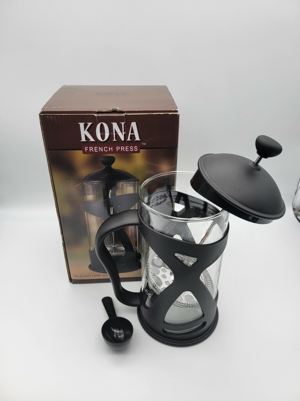 Kona French Press Coffee And Tea Maker 34 Oz Black