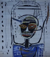 Fine unique painting – Expressive figure study, signed Jean Michel Basquiat COA