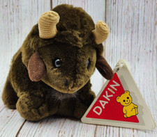 Vintage 1983 DAKIN Hand Crafted BUFFALO Wildlife Plush with Tag 6"