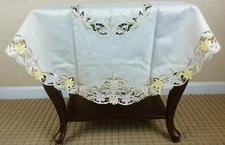 33x33" Round Colored Daisey Polyester Fabric Embroidery Tablecloth Table Topper