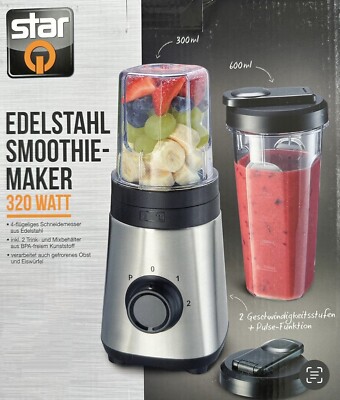 STAR Q Edelstahl Smoothie Maker 320 W 4 flügeliges Schneidemesser Eiscrusher