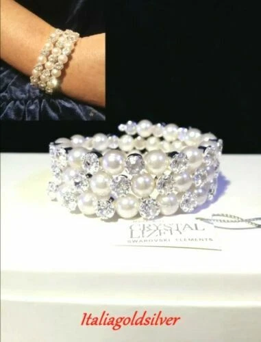 Bracciali di bigiotteria perle d'argento in cristallo