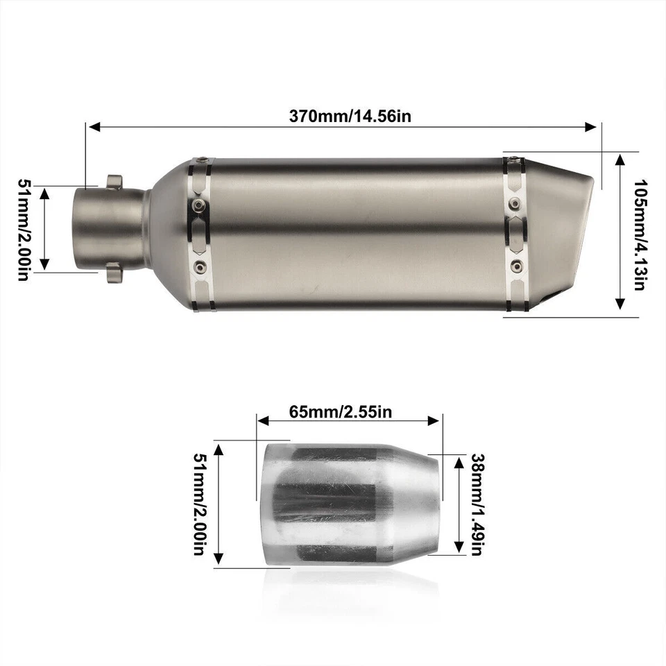 51mm Motorcycle Universal ATV Exhaust Muffler Tail Pipe with DB Killer Silencer - Imagem 2 de 4