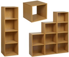Wooden Bookcase 1 2 3 4 Cube Storage Unit Shelving Display Shelves Wood Shelf B