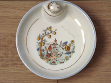 Sch&ouml;ne Vintage franz&ouml;sische Warmhalteschale Wichtel & Ente Design mit K&uuml;kenstopfen 4682