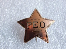 Large Antique 14K Gold 1893 PEO Sisterhood Sorority Fraternal Pin Badge