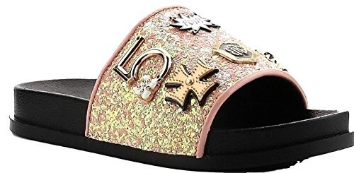 Cape Robbin Moira-25 rosa Rutschen Glitzer Metall Anhänger Ornament Mode Sandalen - Bild 2 von 2