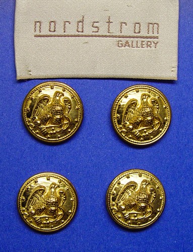 4 NORDSTROM Big 1" Military Motif metal replacement buttons fair used condition