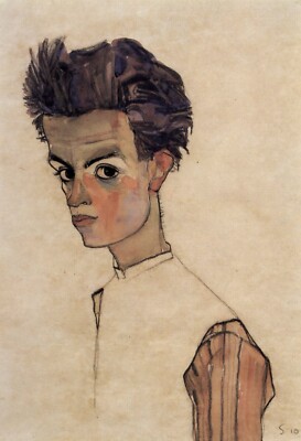 Self-Portrait by Egon Schiele Giclee Fine Art Print Repro on Canvas