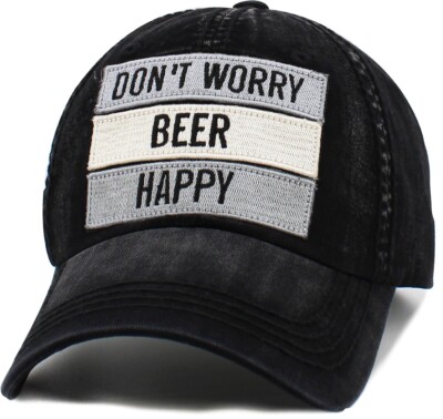 ''Don't Worry, Beer Happy'' Vintage Beer Hat Baseball Cap Dad Hat by KB Ethos
