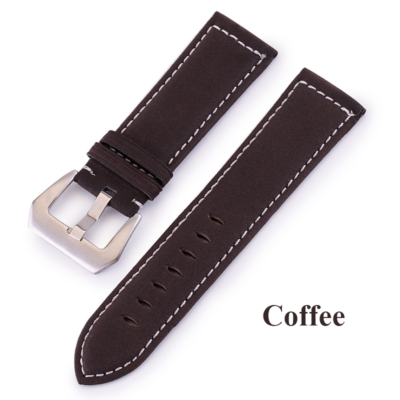 Bracelet Montre Simili Cuir Perforé Classique - Largeurs 18,20,22,24mm, Couleur Fauve