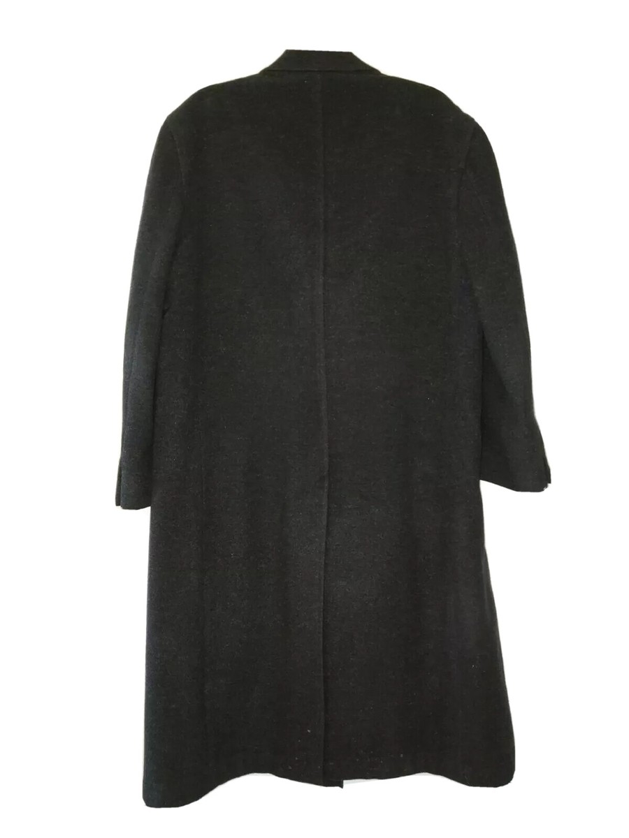 ジャケット・アウター Vintage Double Breasted Wool Long Coat Men's Large 42R Long Black Wool Trenchcoat Winter Double