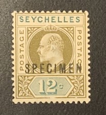 Seychelles KEVII Specimen Stamp Twelve Cents 12c Mint NICE OLD STAMP SCARCE