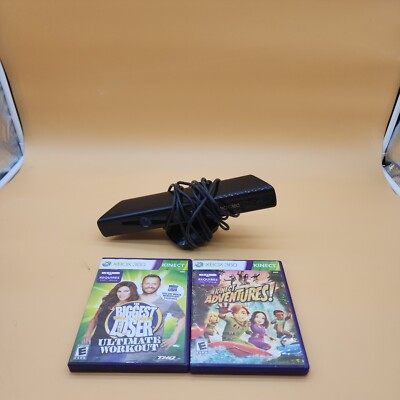 Microsoft Xbox 360 Kinect Sensor Bar Model 1414 w/ 2 Games Bundle Lot TESTED