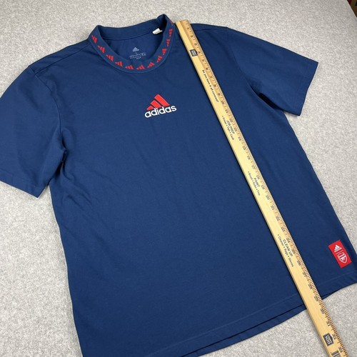 Arsenal FC Adidas marineblau Symbol bestickt Shirt Herren große 3 Streifen Mitte Logo - Bild 8 von 9