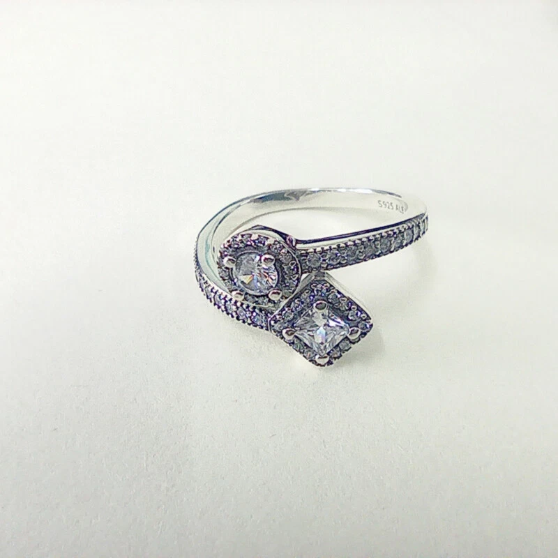 Pandora Bling Cz Ring 925 Ss Abstract Elegance eBay