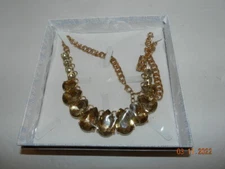 The Skyline Collection Champagne Crystal Necklace Costume Jewelry BNWT In Box