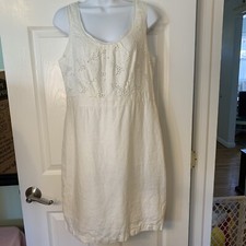Ann Taylor Loft White Lined Sundress, Size 8, Linen/cotton