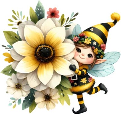 Honigbiene Elfe Blume Wandbild Schlafzimmer Kinderzimmer Dekor Farbe Vinyl Aufkleber Abziehbild